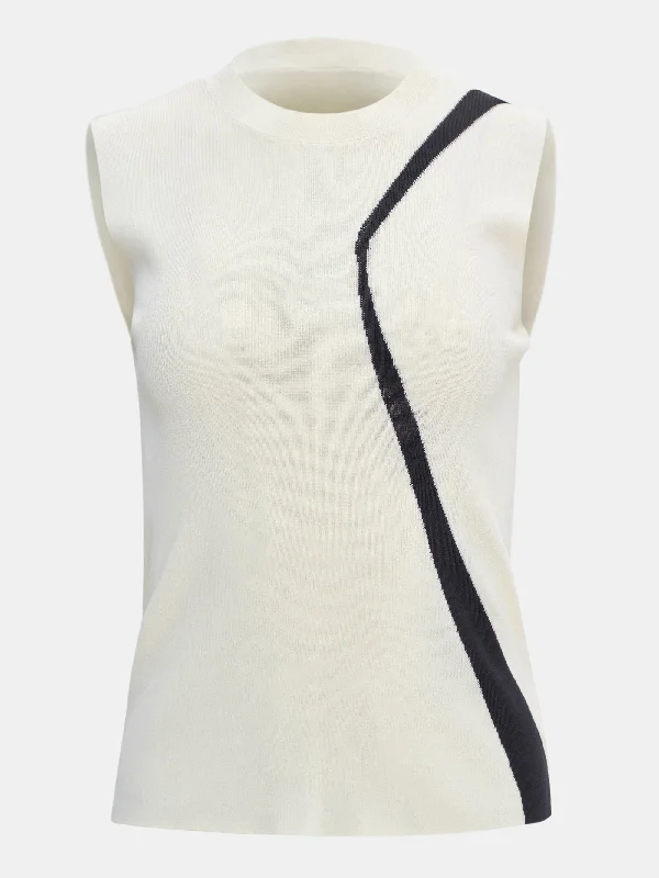 Abstract Knit Vest, Ivory