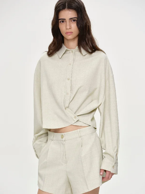 Back Button Shirt, Beige