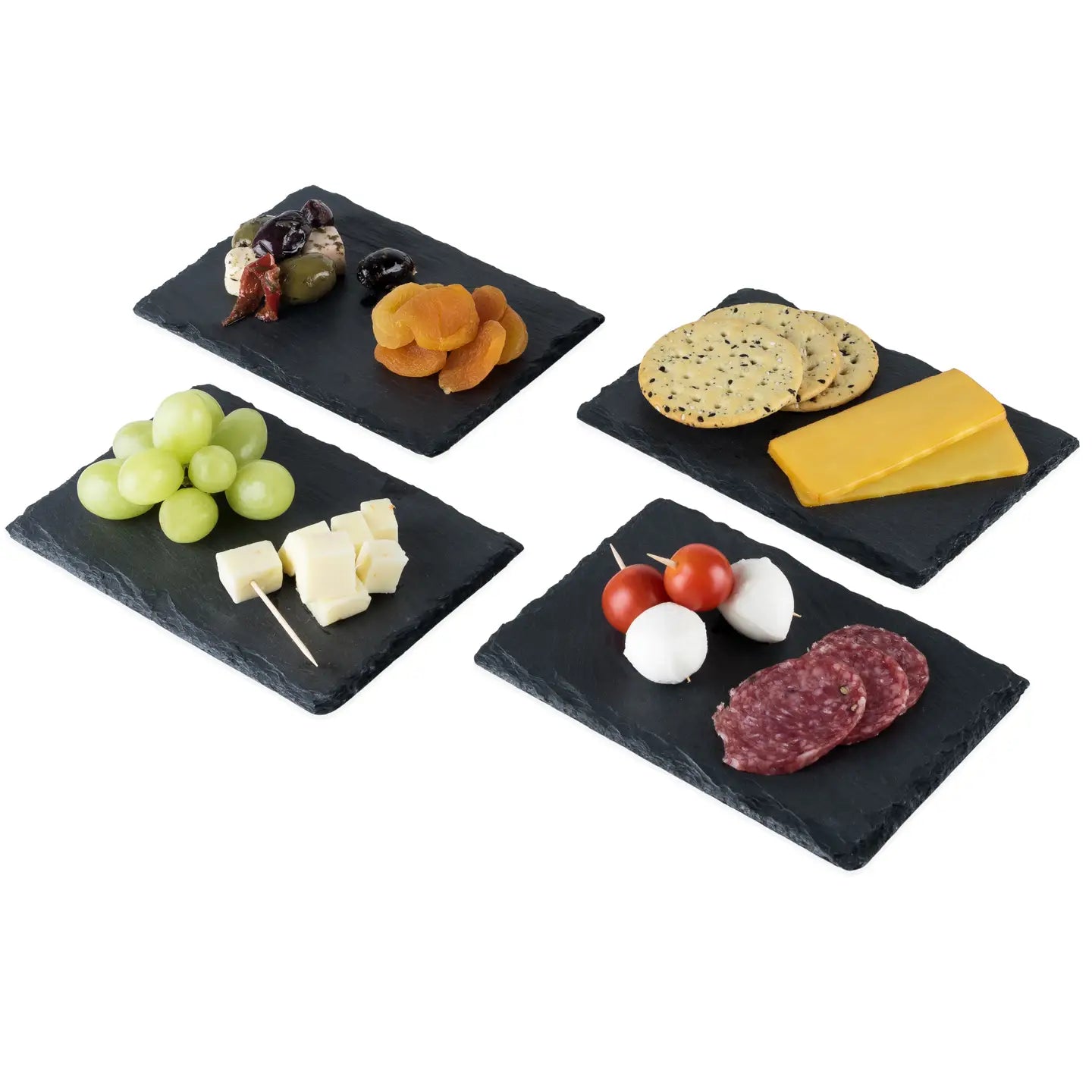 Black Slate Appetizer Plates w/ Natural Edges - Set of 4