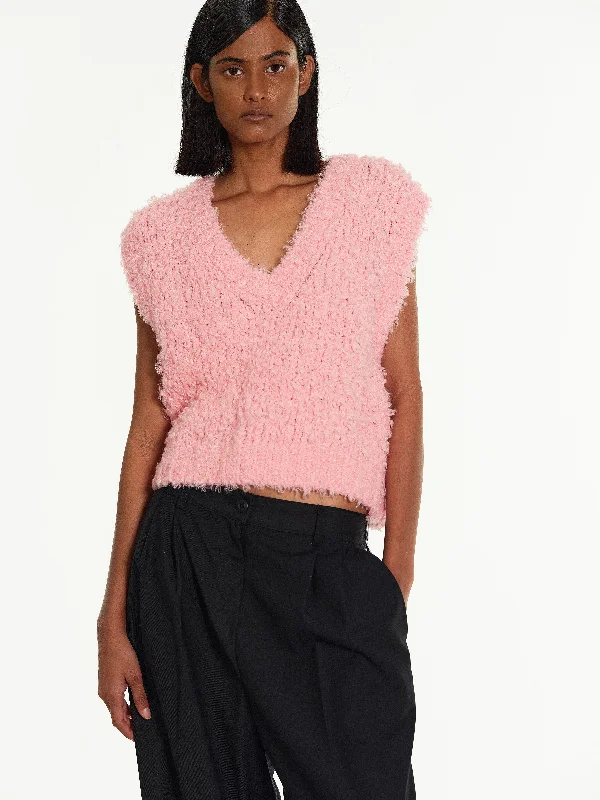 Bouclé Knit Vest, Pink