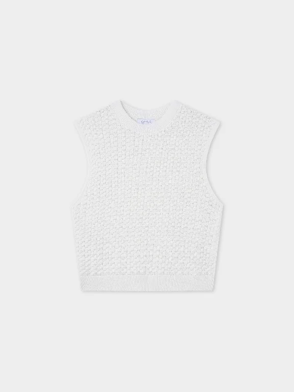 Box Weave Vest-Cream