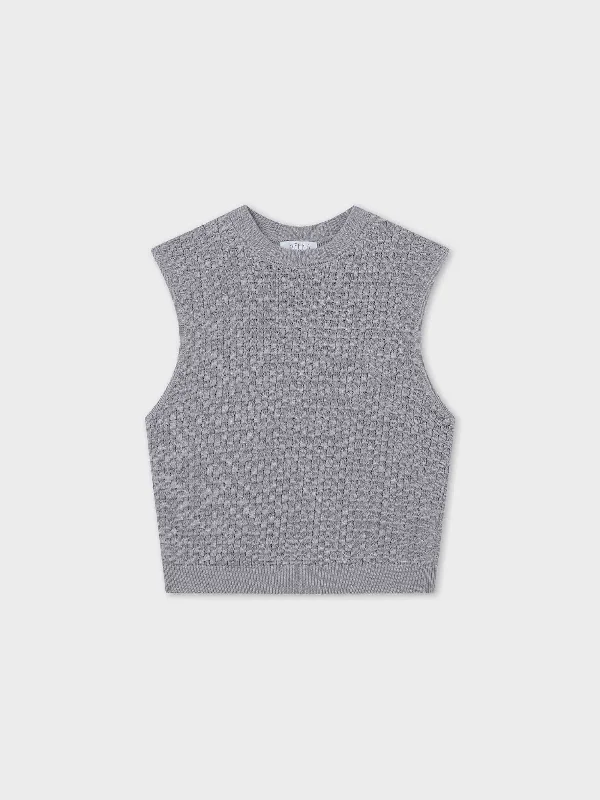 Box Weave Vest-Heathered Grey