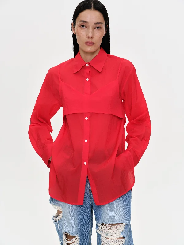 Boxy Layered Shirt, Red