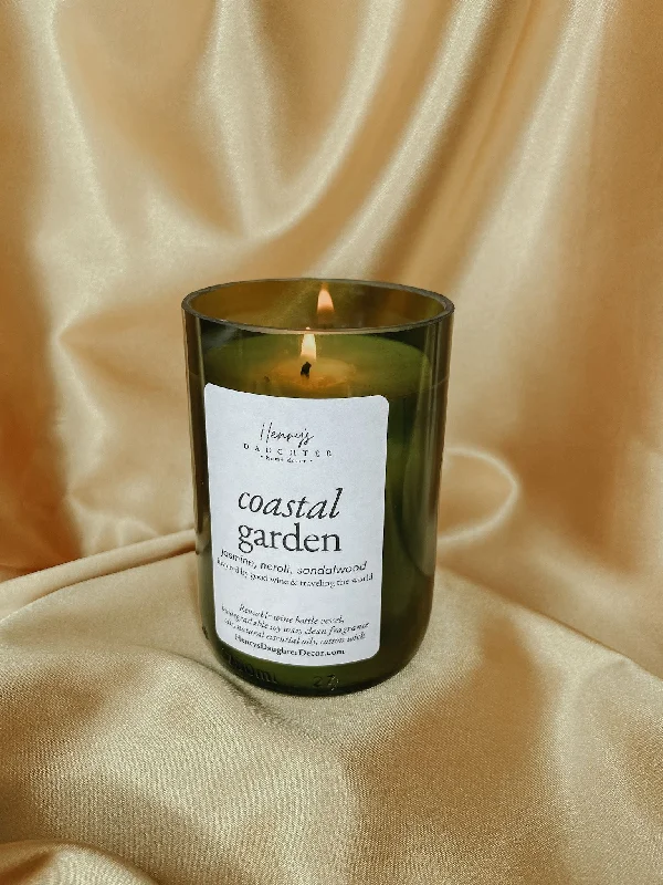 Coastal Garden Wine Bottle Soy Candle