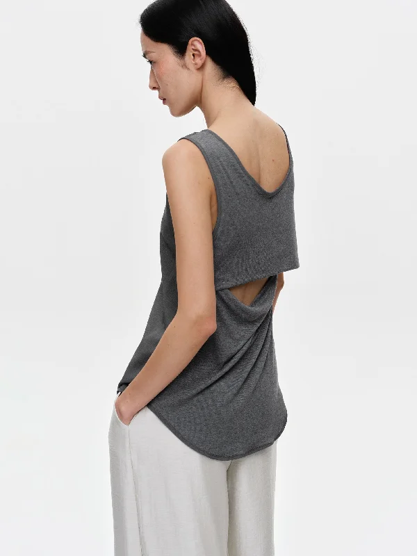 Cotton Jersey Suit Tank, Charcoal