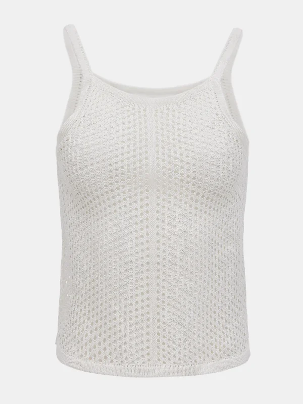 Crochet Knit Tank, White