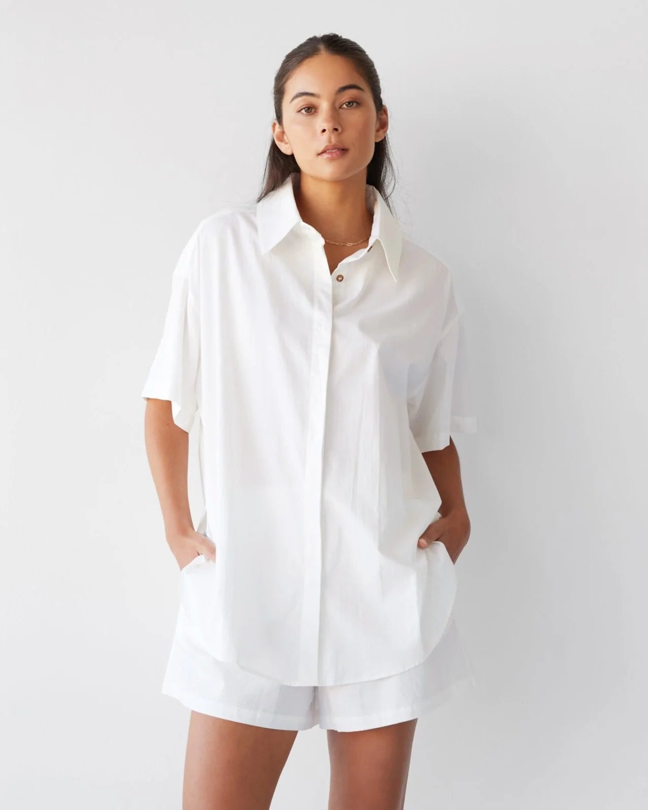 Dear Dylan Lawn Oversized Shirt - Blanc