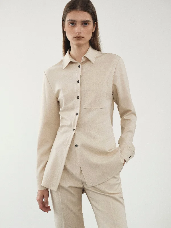 Diagonal Slim Shirt, Champagne