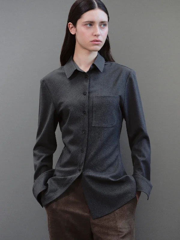 Diagonal Slim Shirt, Charcoal