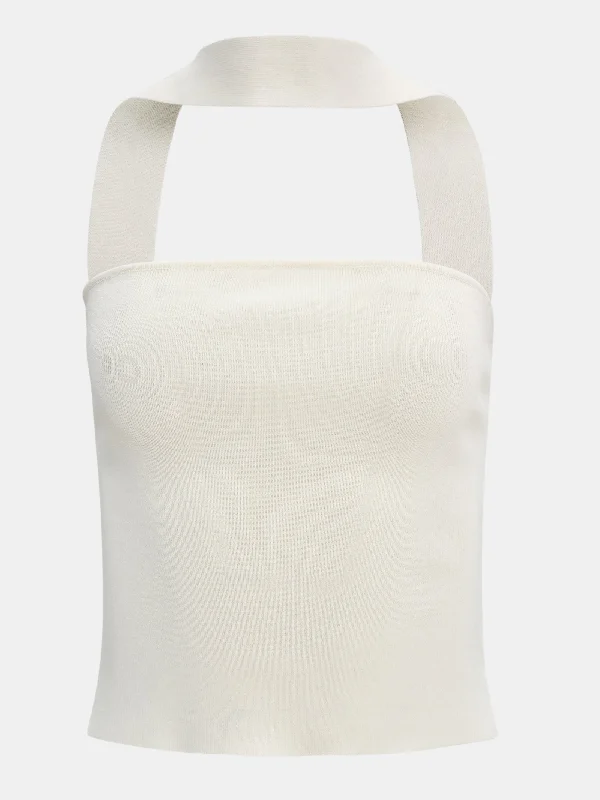 Halter Tank Knit, Ivory