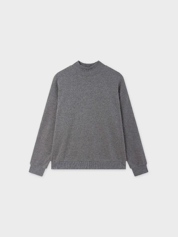 High Neck Sweatshirt-Heathered Grey