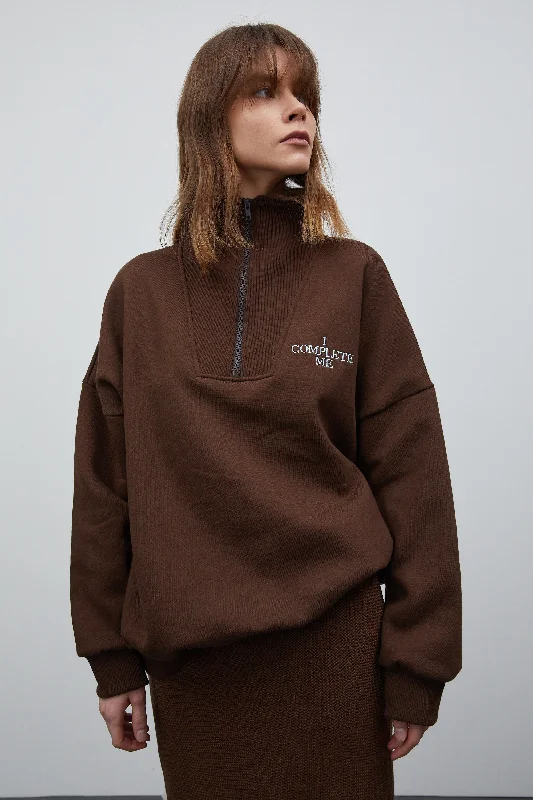 'I Complete Me' Zip Sweatshirts, Toast Brown