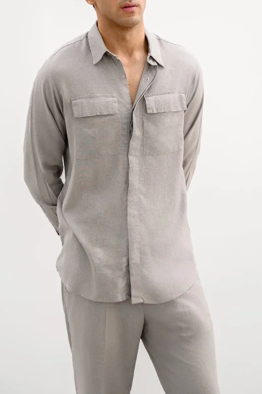 LINEN SHIRT WITH FLAP POCKETS