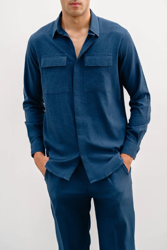 LINEN SHIRT WITH FLAP POCKETS