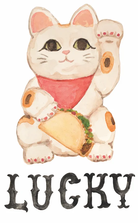 Lucky Cat Tea Towel