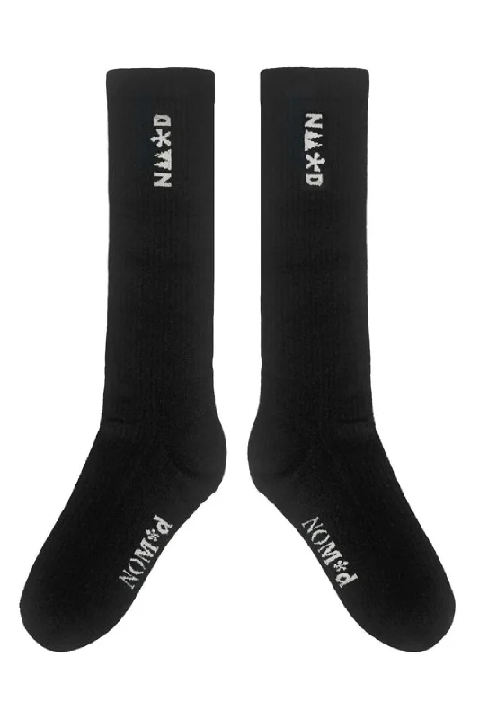 NOM D Nu Logo Knee High Socks - Black/Grey