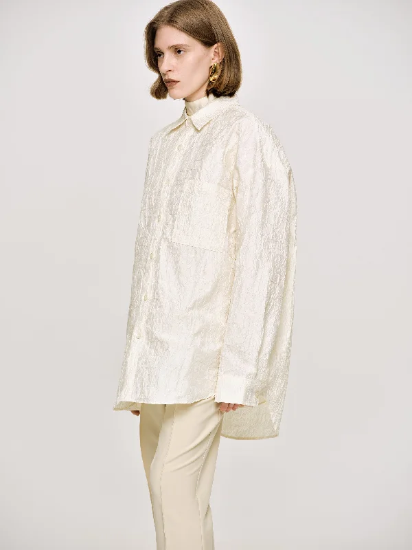 Over-Fit Jacquard Shirt, Parchment