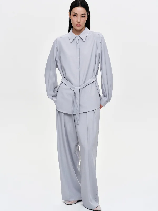 Relaxed Tie-Waist Shirt, Glaucous