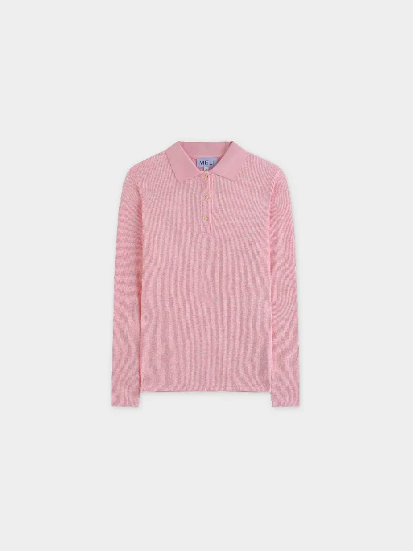 Ribbed Collar T-Shirt-Dusty Rose