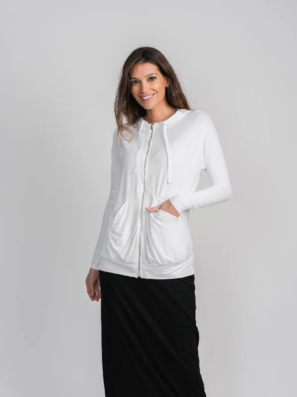 SEAMED HOODIE-WHITE