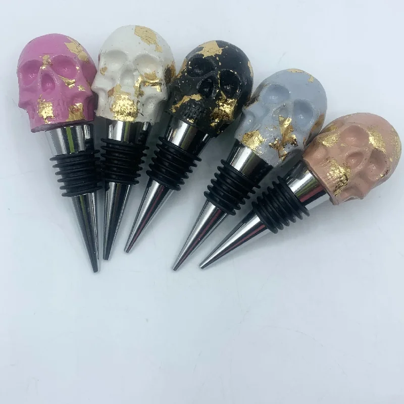 Skull Wine Stopper - Gold Foil Accent