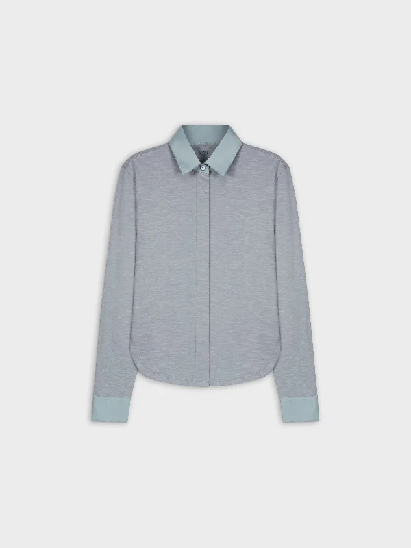 T-SHIRT BLOUSE-BLUE/GREY