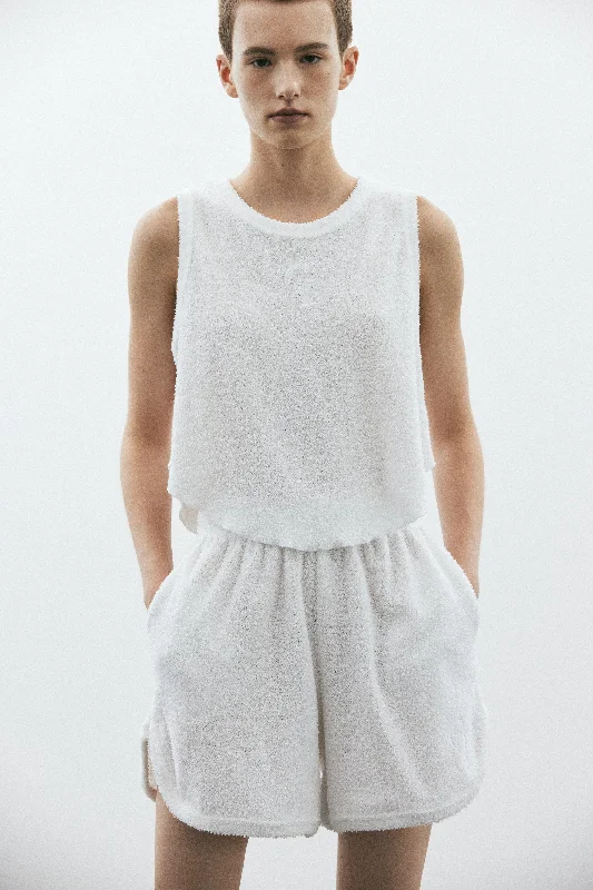 Terrycloth Sporty Tank, White