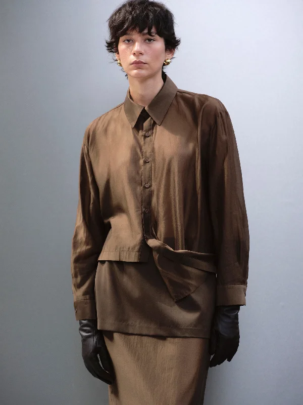 Twisted Tencel Shirt, Brown