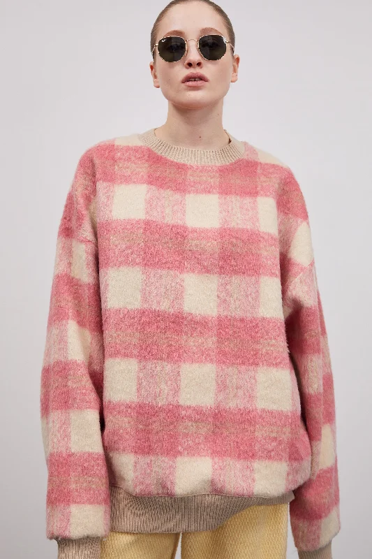 Fuzzy Brushed Wool-Blend Sweatshirt, Pink