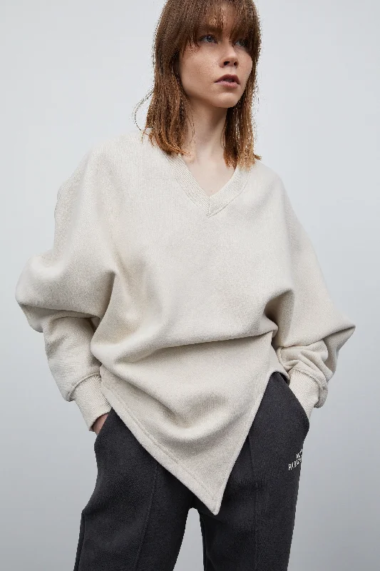 Asymmetric Cut Sweatshirt, Taupe