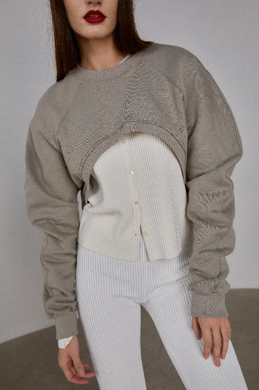 Boxy Cut Out Sweatshirt, Grey