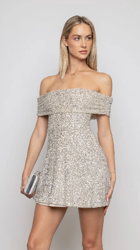 Tian Mini Dress in Silver