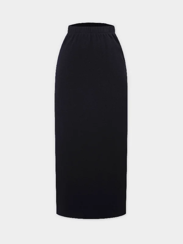 Straight Maxi Sweatshirt Skirt-Black