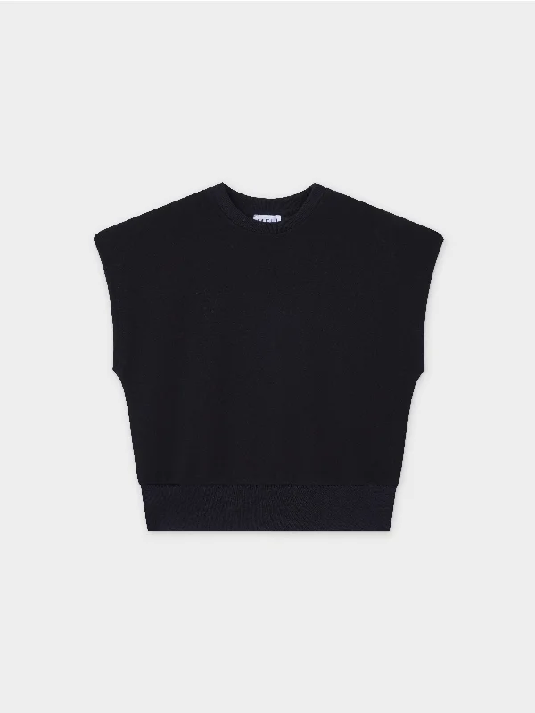 Sweatshirt Crop Vest-Black