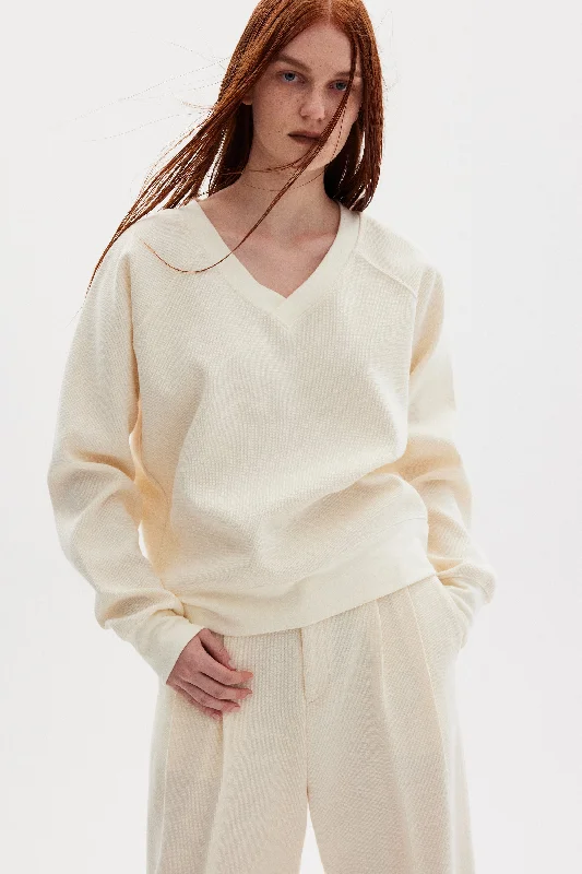 Waffle Weave Sweatshirt, Meringue