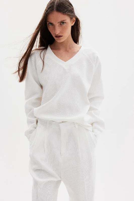 Waffle Weave Sweatshirt, White