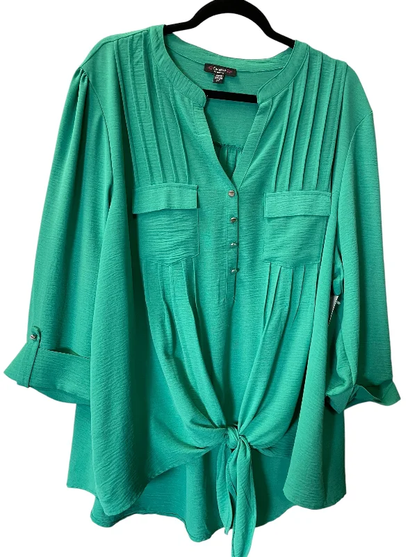 Blouse Short Sleeve By Cocomo In Green, Size: 2x