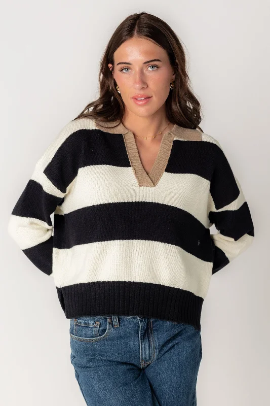 Brianna Stripe Collared Knit Sweater