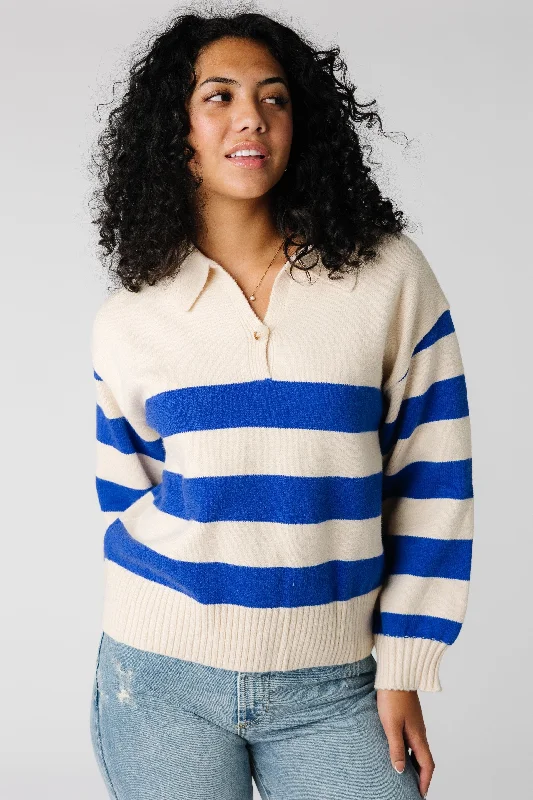 Coastal Stripe Button Pullover Sweater