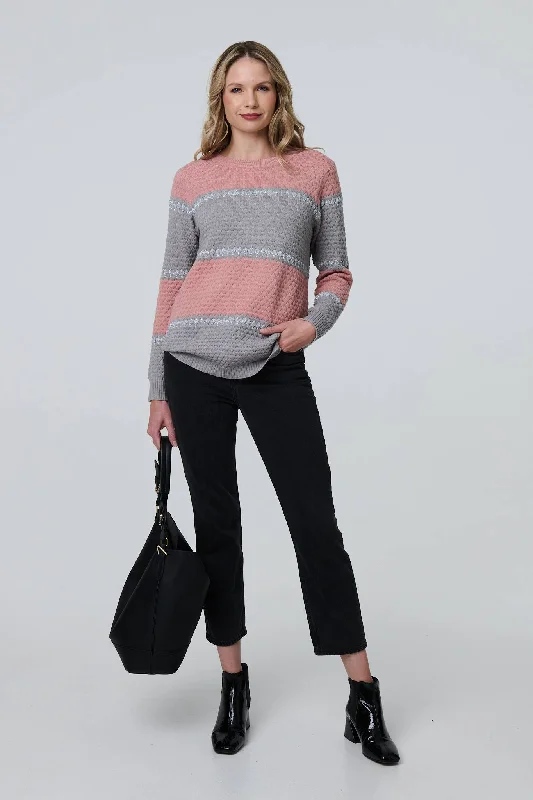 Striped Texture Slim Jumper