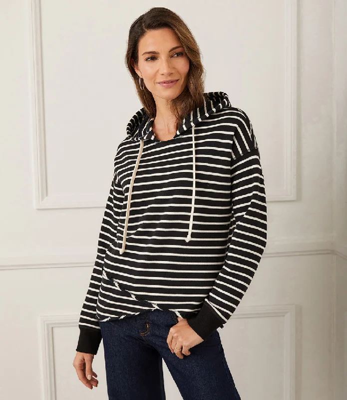 Stripe Asymmetric Hem Hoodie