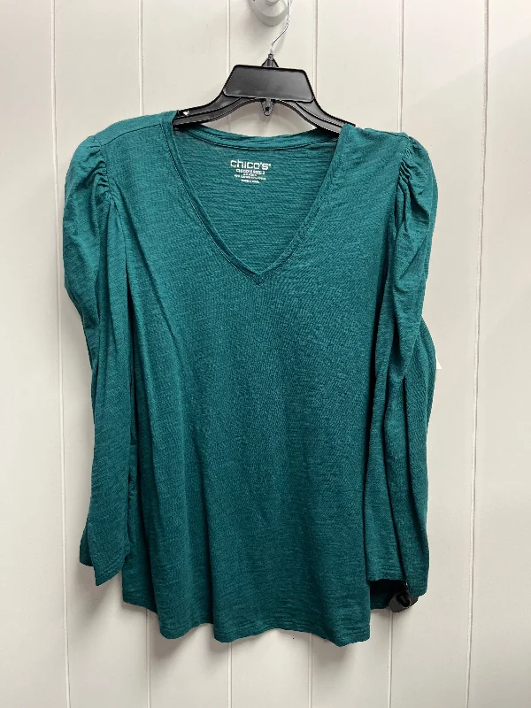 Top Long Sleeve By Chicos In Green, Size: Xl