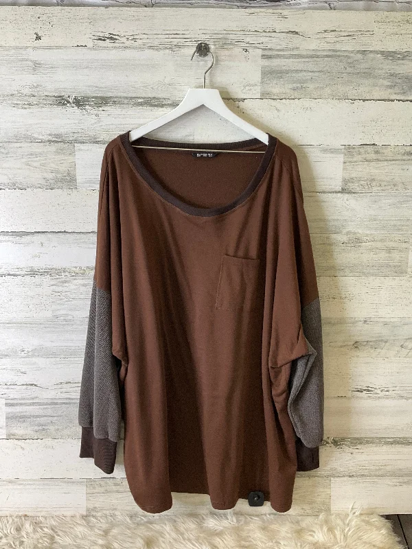 Top Long Sleeve By Clothes Mentor In Brown, Size: 4x