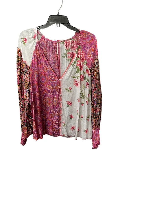 Top Long Sleeve By Free People In Floral Print, Size: L