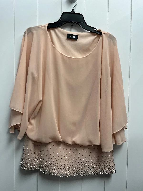 Top Long Sleeve By Msk In Silver & Tan, Size: M