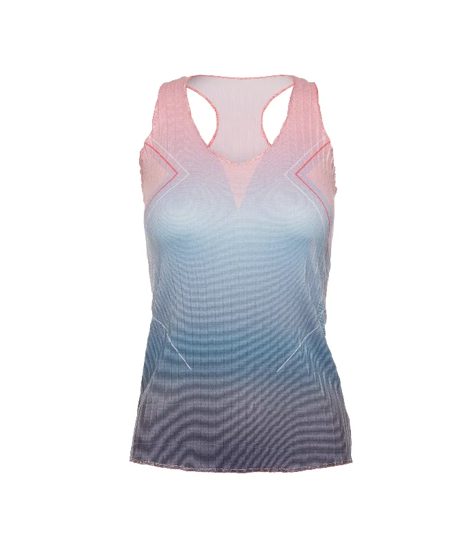 196050-466 | PLEATED V-NECK TANK | SILVERLAKE BLUE